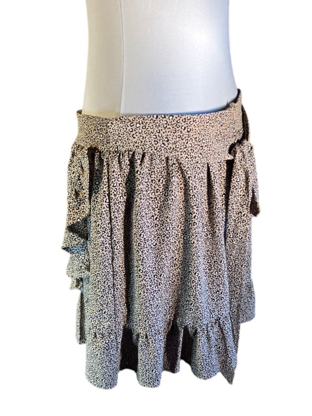 Altard State Skirt Womens Large Animal Print Ruffle Flirty